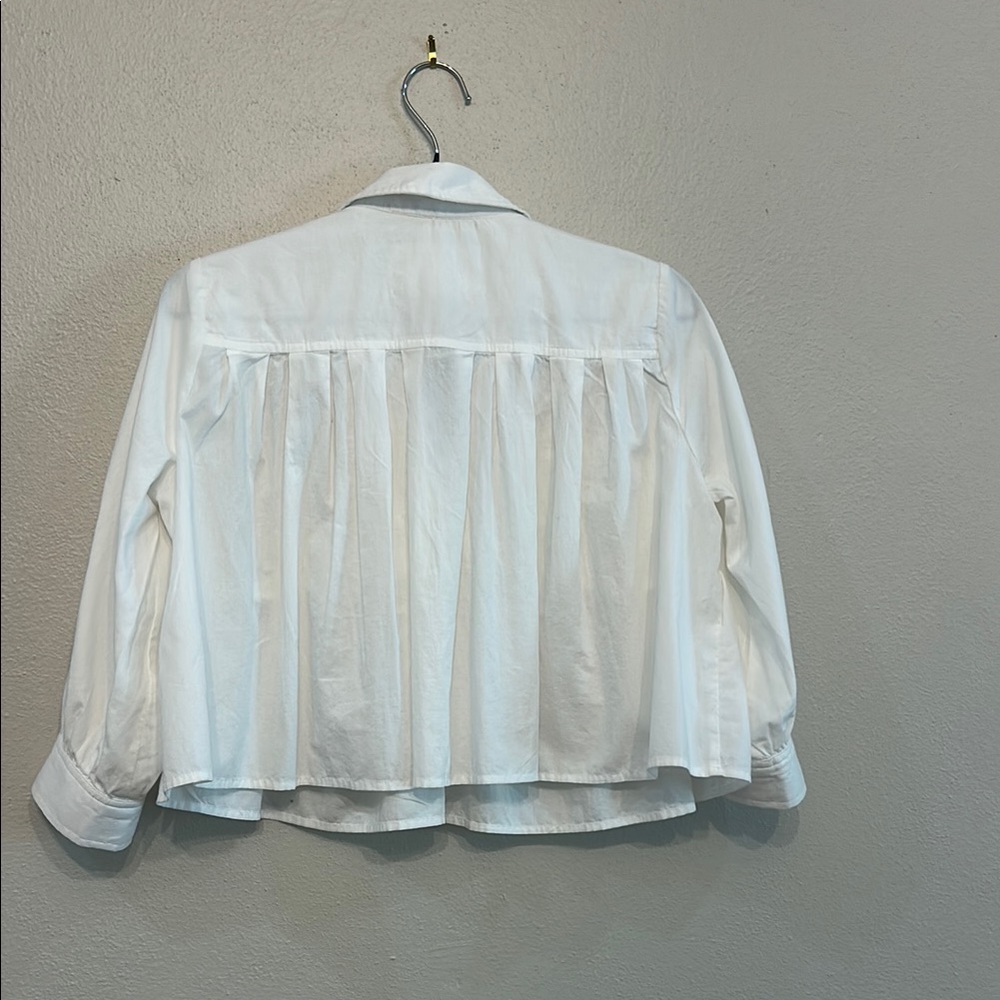 Anthropologie White Cropped Blouse - Picture 3 of 3